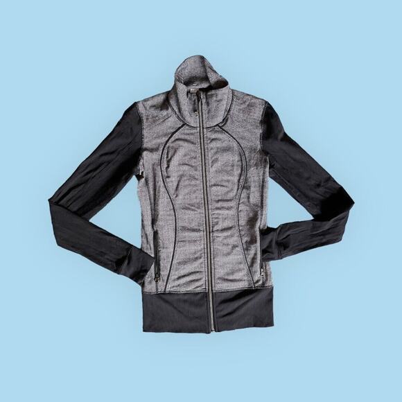 Lululemon Women’s Asana herringbone zip up jacket Gray/ Black Size S - Picture 6 of 15